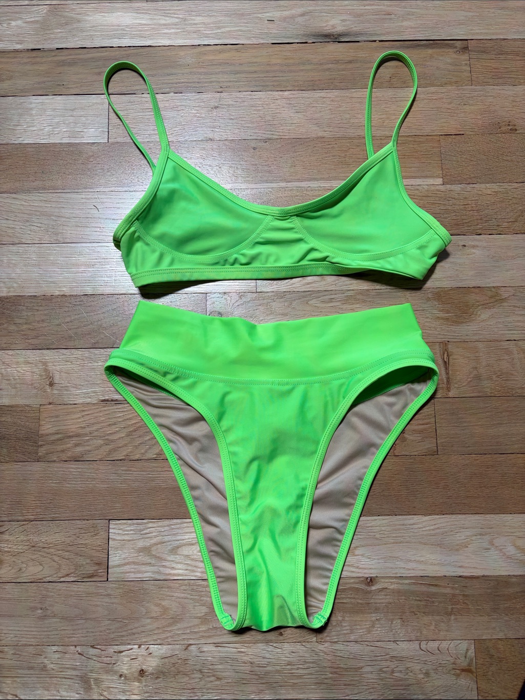 Neon Green High-Waist Bikini Set